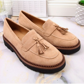 Mocassins femme en daim à franges Vinceza beiges 4
