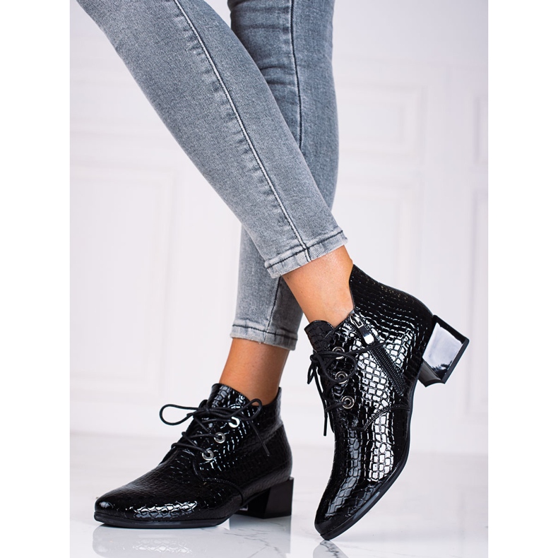 Bottines femme Vinceza noires à lacets 1