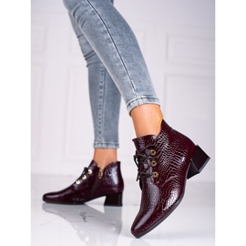 Bottines femme Vinceza bordeaux à lacets rouge 1