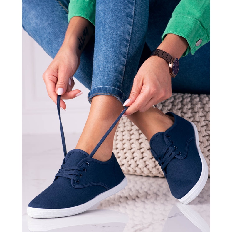 Baskets légères Shelovet en tissu bleu marine pour femme 1