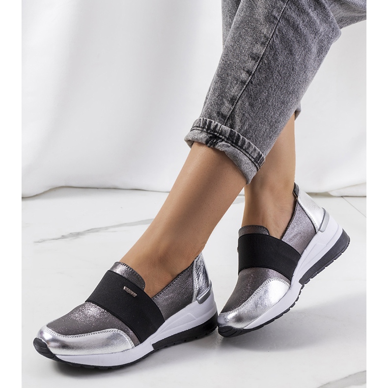 Baskets en cuir argent Campina gris 1 Baskets en cuir argent Campina gris 1