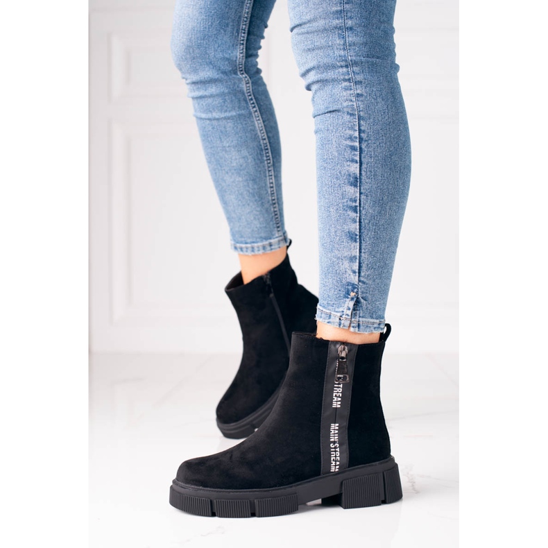 Bottes noires pour femmes Shelovet en daim écologique le noir 1