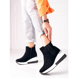 Bottes de sport pour femmes sur le coin Shelovet, en daim écologique noir 1