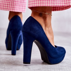 Escarpins classiques en daim à talon Navy Soro bleu 4