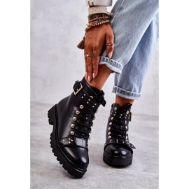 PG1 Bottes en éco-cuir Sabine noir avec une ceinture décorative le noir 2