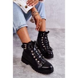 PG1 Bottes en éco-cuir Sabine noir avec une ceinture décorative le noir 1