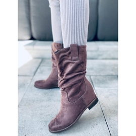Boots sur un compensé Sylla Khaki caché beige gris 5