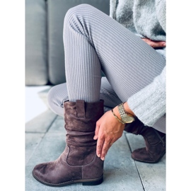 Boots sur un compensé Sylla Khaki caché beige gris 4