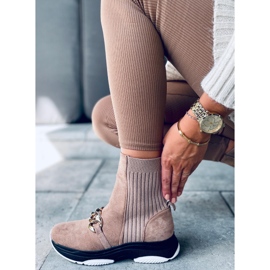 Bottines chaussettes avec chaîne Simma LT.KHAKI beige 2