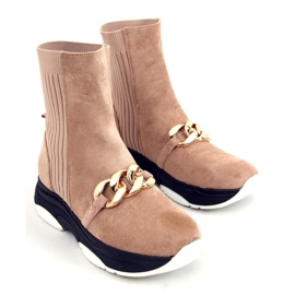 Bottines chaussettes avec chaîne Simma LT.KHAKI beige 1