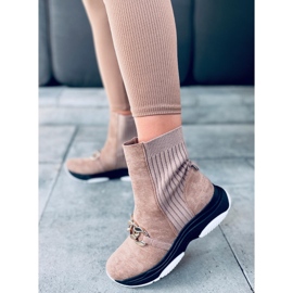 Bottines chaussettes avec chaîne Simma LT.KHAKI beige 3