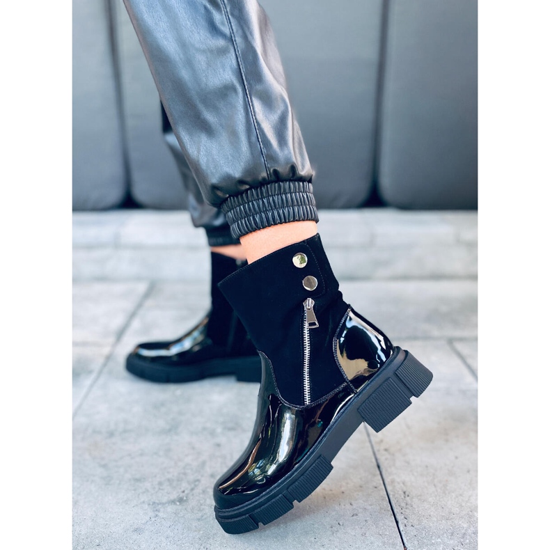 Bottines Unni Noir laquées 1