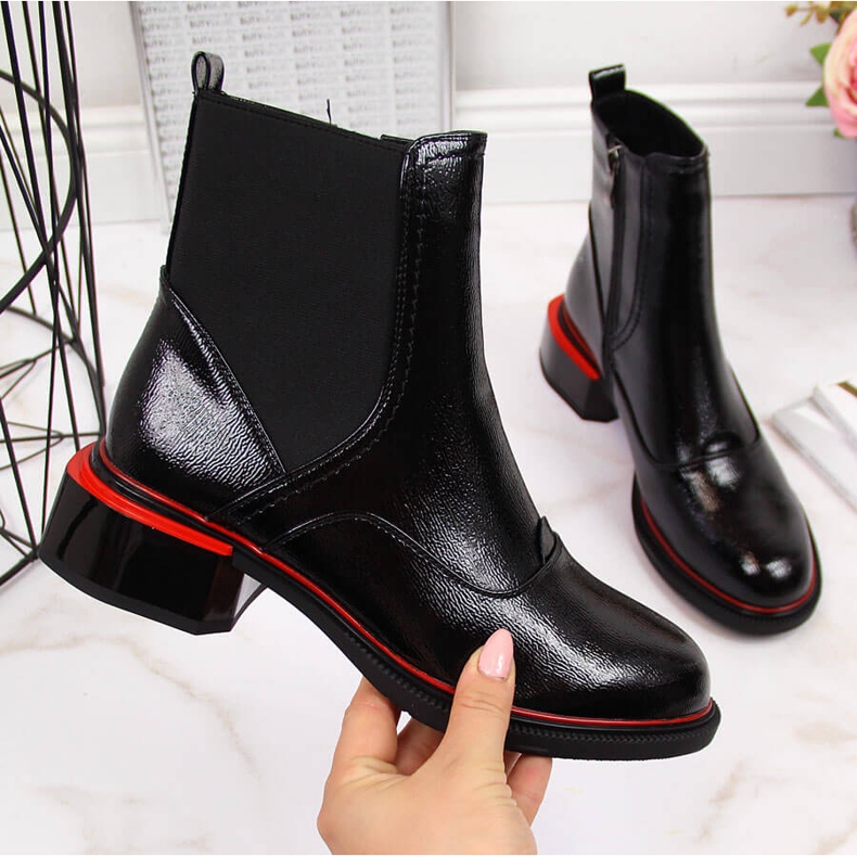 Bottines Jodhpur en cuir verni noir pour femme Filippo 2