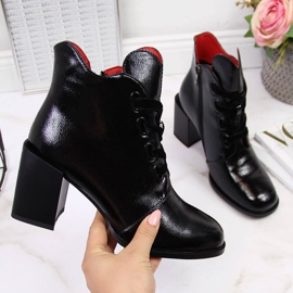 Bottines femme laquées Filippo noir avec talon décoratif 2