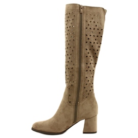 M.Daszyński Bottes Ajourées Sur Une Barre Beige SA156-10 1