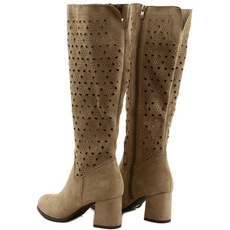 M.Daszyński Bottes Ajourées Sur Une Barre Beige SA156-10 3