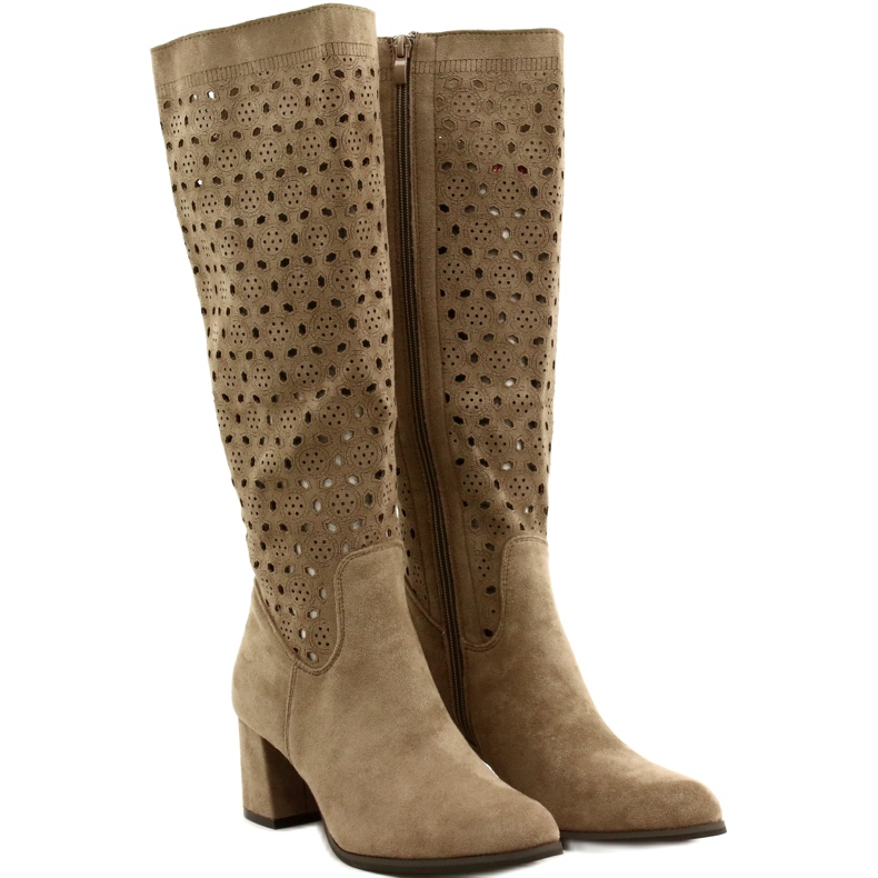 M.Daszyński Bottes Ajourées Sur Une Barre Beige SA156-10 2