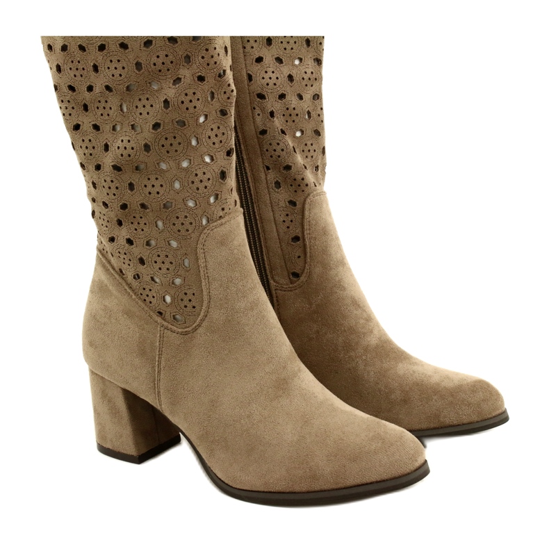 M.Daszyński Bottes Ajourées Sur Une Barre Beige SA156-10 4