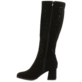 M.Daszyński Bottes Ajourées Sur Une Barre Noir SA156-10 1