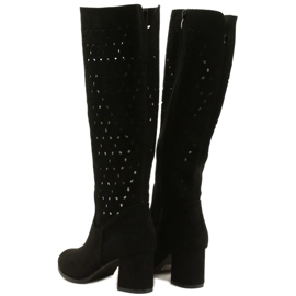 M.Daszyński Bottes Ajourées Sur Une Barre Noir SA156-10 3