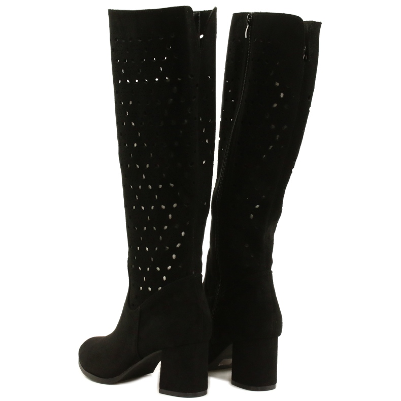 M.Daszyński Bottes Ajourées Sur Une Barre Noir SA156-10 3