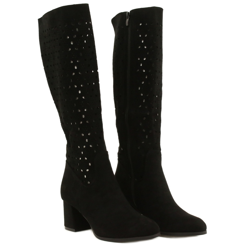 M.Daszyński Bottes Ajourées Sur Une Barre Noir SA156-10 2