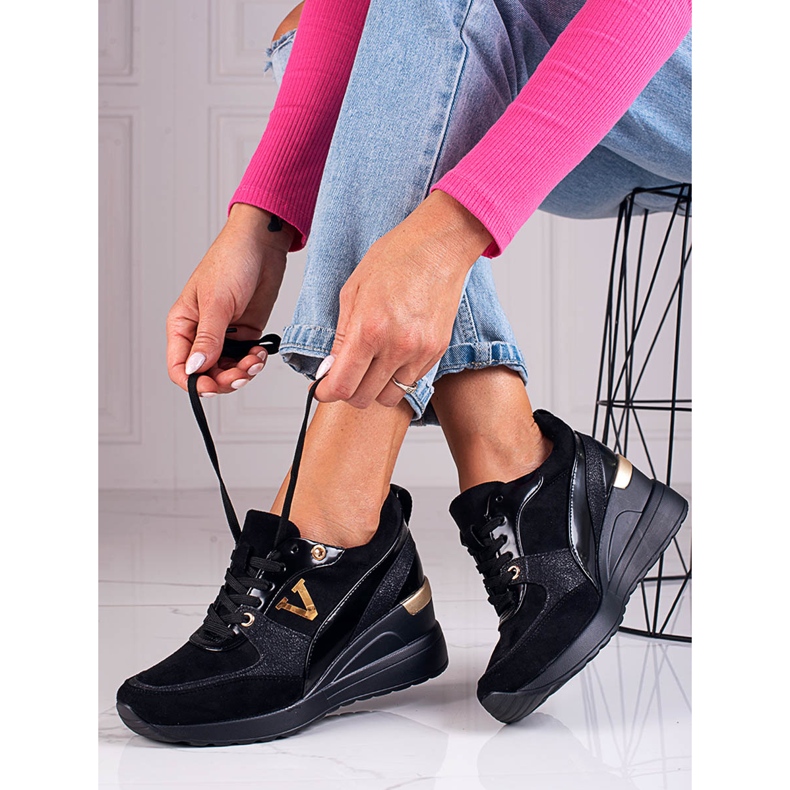 Vinceza Baskets compensées Potocki noires femme 1