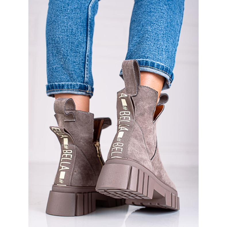 Bottes brunes Shelovet pour femmes sur une plate-forme haute 1