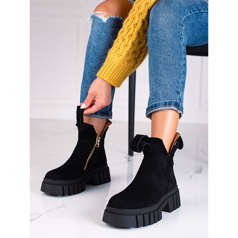 Bottes Shelovet pour femmes sur une plate-forme haute noir le noir 1