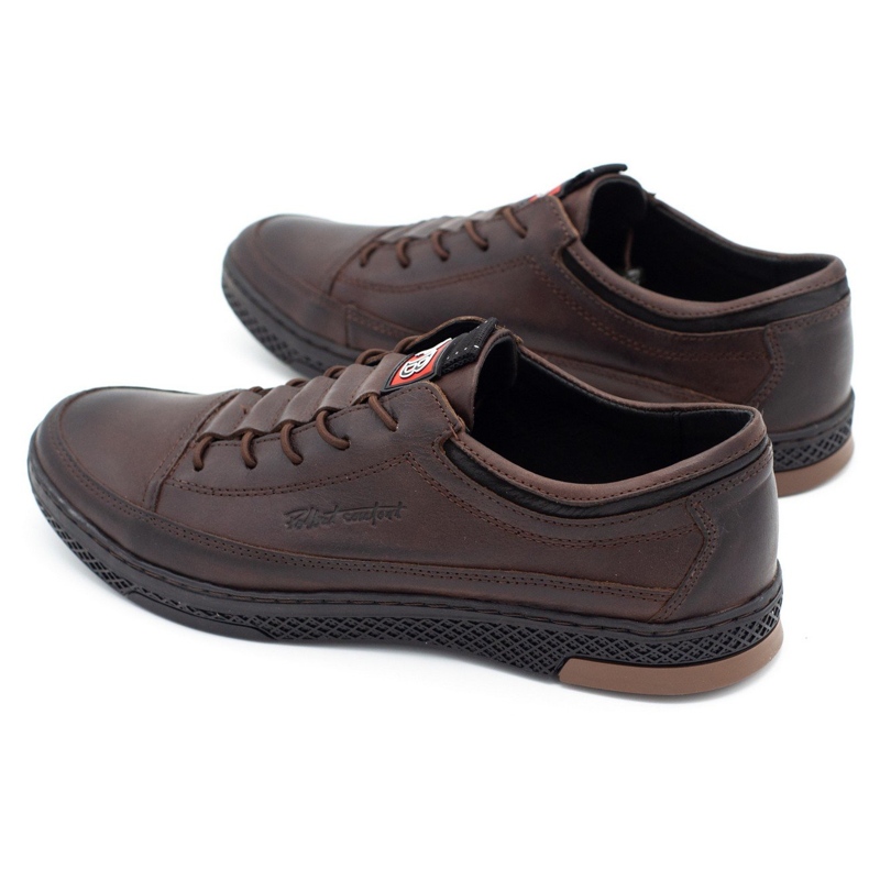 Polbut Chaussures casual en cuir pour hommes K22 marron foncé brun 3