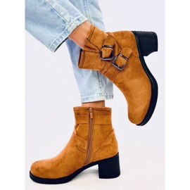 Bottines à talons larges Teoo Camel brun 4