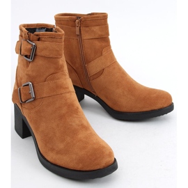 Bottines à talons larges Teoo Camel brun 3