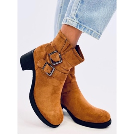 Bottines à talons larges Teoo Camel brun 2