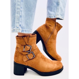 Bottines à talons larges Teoo Camel brun 5