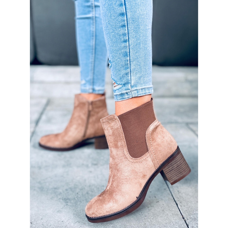 Bottines à talons larges Fill Beige 1