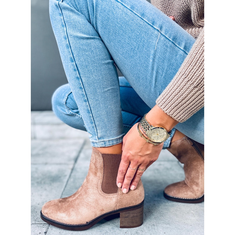 Bottines à talons larges Fill Beige 2