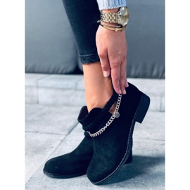 Bottines ajourées avec chaîne en Cupro Noir le noir 2