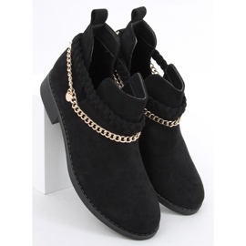 Bottines ajourées avec chaîne en Cupro Noir le noir 3
