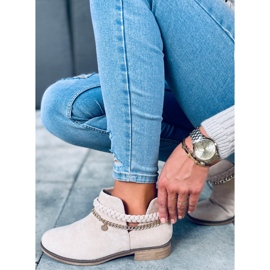 Bottines ajourées avec chaîne Cupro Beige 2