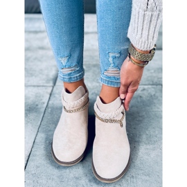 Bottines ajourées avec chaîne Cupro Beige 3