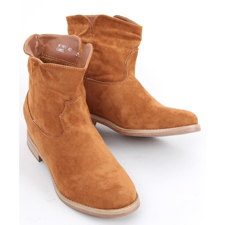 Bottes sur un talon compensé Deer Camel caché brun 2
