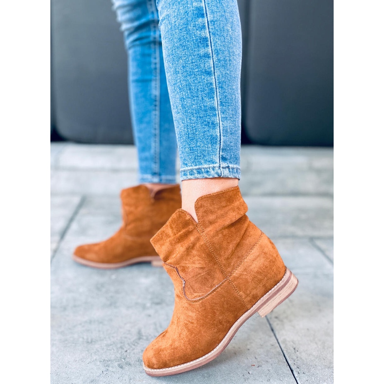 Bottes sur un talon compensé Deer Camel caché brun 1