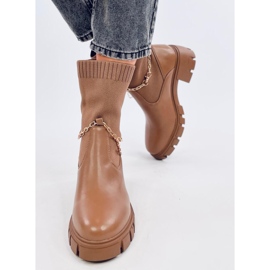Bottes avec une tige de chaussette de Grace Khaki beige 1 Bottes avec une tige de chaussette de Grace Khaki beige 1