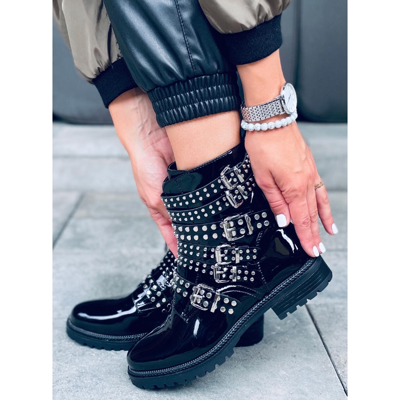 Boots laquées à clous Tatum Black Mirror le noir 2