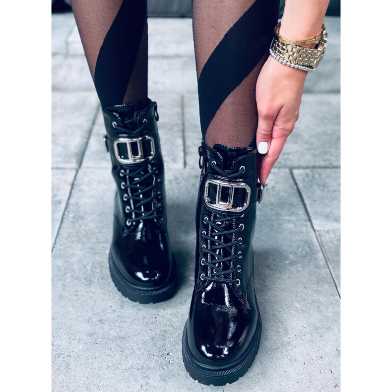 Bottines laquées Mila BREVET (NOIR) le noir 2