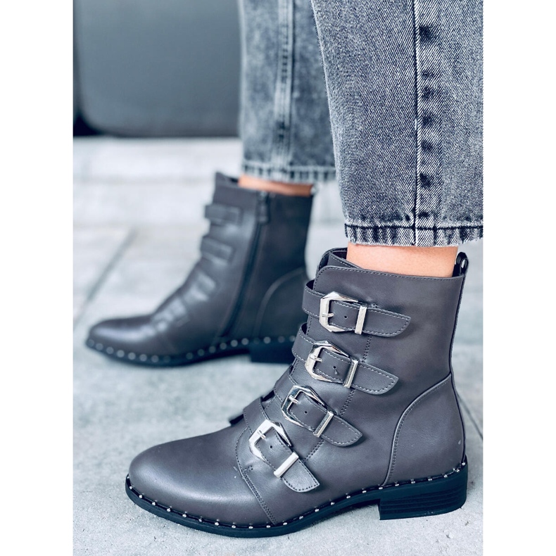 Boots à boucles Punto Grey gris 1