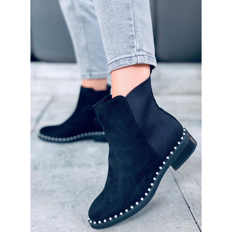 Bottines Chelsea avec perles Lando Black le noir 1