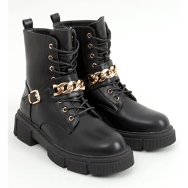Bottes militaires avec une chaîne Atlantis PU / NOIR le noir 1