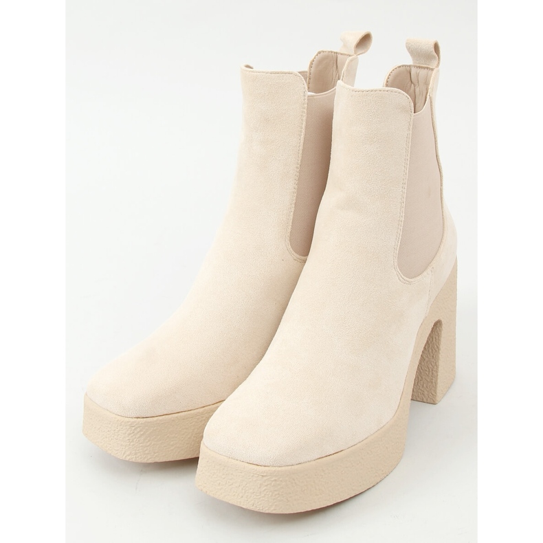Boots à talon caoutchouc Amelda Beige 1