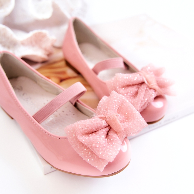 S.Barski Ballerines Enfant Laquées Avec Nœud Rose Zolly 2